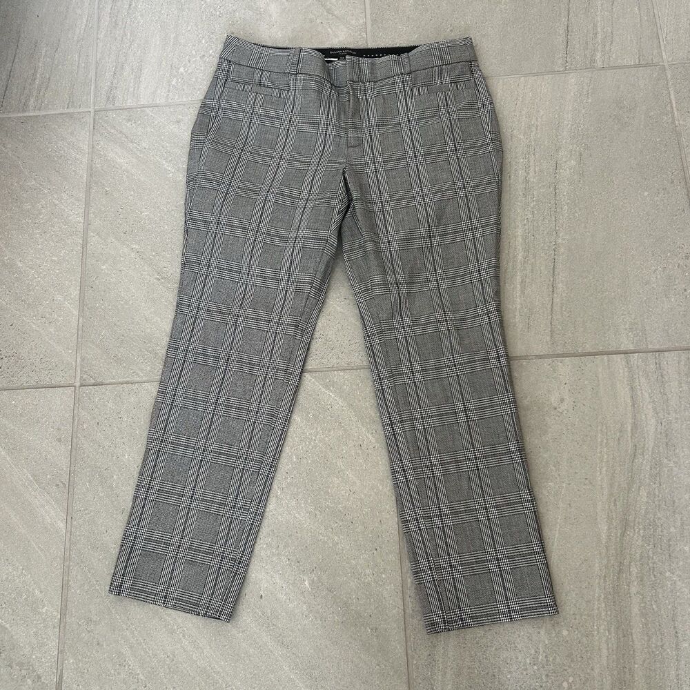 Banana Republic Sloan Women's Size 6S Gray Plaid Dress Pants